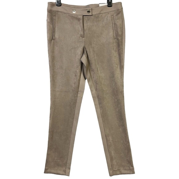 Anne Klein Pants 6 Mushroom Slim Leg Cropped Ankle Modern Tailored Professional - Picture 1 of 15